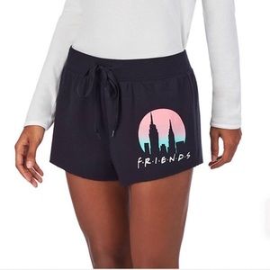 Friends French Terry Pajama Shorts Black Size Small